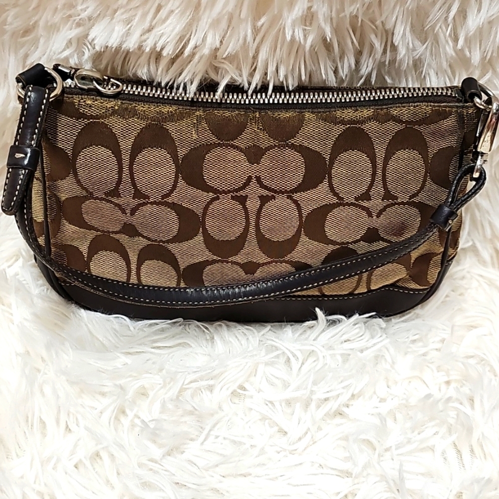 Coach Bags Signature Jacquard Canvas Leather Demi Shoulder Hand Bag - Picture 10 of 16